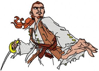 Will Turner with sword machine embroidery design