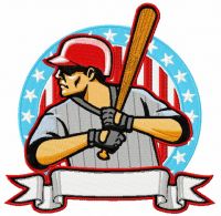 Baseball player 13 embroidery design