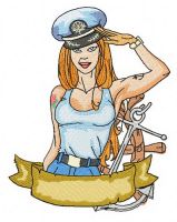 Sexy girl ship captain 2 embroidery design