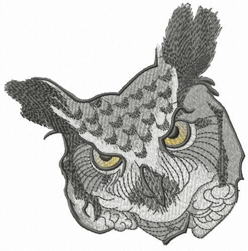Severe owl machine embroidery design