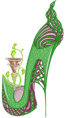Winking high heel machine embroidery design