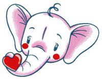 White elephant with heart embroidery design