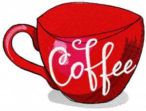 Red coffee cup embroidery design