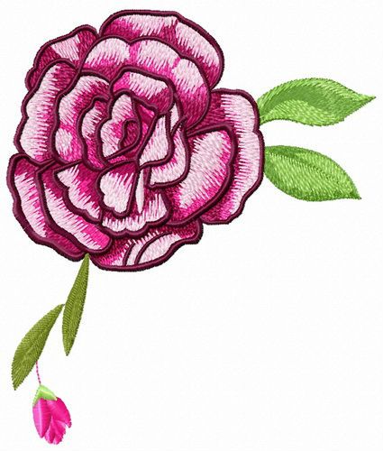 Gorgeous rose with bud machine embroidery design
