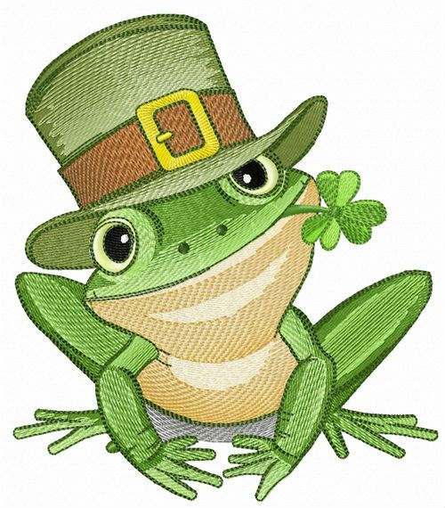 Irish frog machine embroidery design