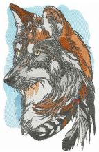 Attentive fox embroidery design