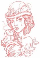 Smoking lady 4 embroidery design