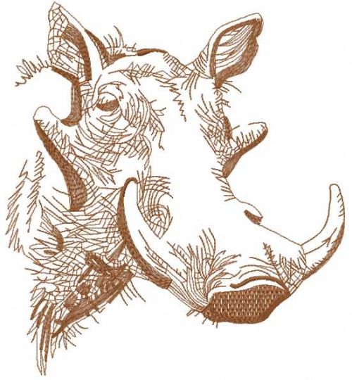 Rhino sketch embroidery design 3