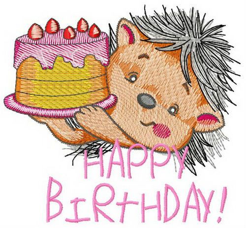 Hedgehog's birthday 2 machine embroidery design