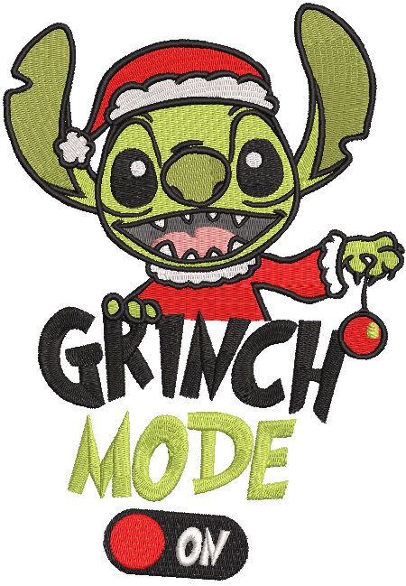 Stitch Grinch mode embroidery design