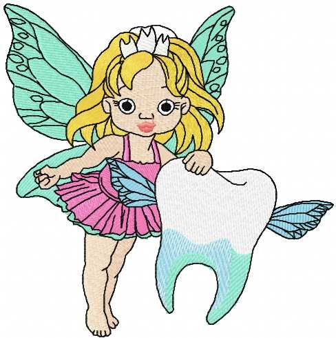 Tooth fairy embroidery design 4