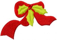 Red ribbon with Christmas branch free embroidery design