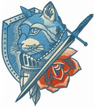 Honored knight cat embroidery design