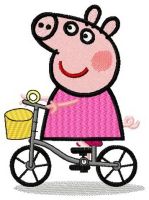 Pig cyclist embroidery design