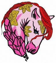 Sad crystal horse embroidery design