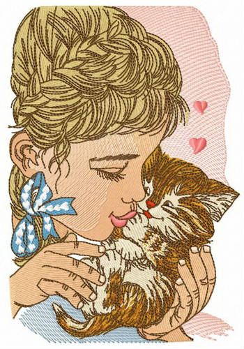 Beloved kitten machine embroidery design