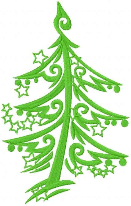 Christmas tree free machine embroidery design