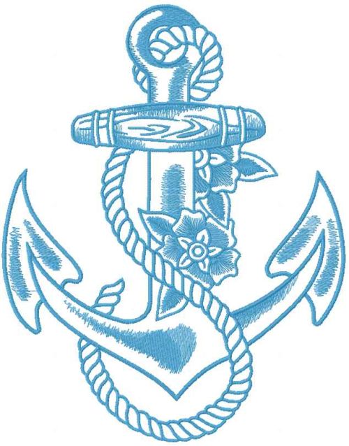 blue anchor embroidery design