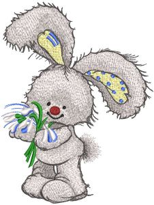 Bunny with snowdrops embroidery design