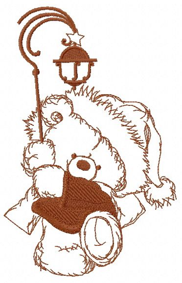 Teddy bear with lantern 2 machine embroidery design