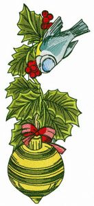 Decorated holly branch embroidery design