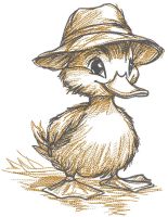Duckling in a hat sketch embroidery design