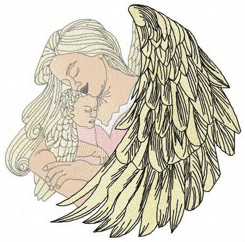 Angel with newborn 2 machine embroidery design