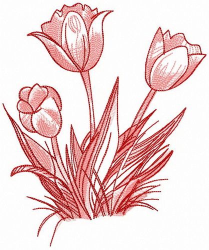 Tulips in blossom machine embroidery design