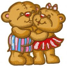 Teddy bear's friendship embroidery design
