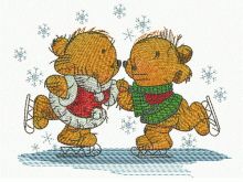 Teddy bear skating embroidery design