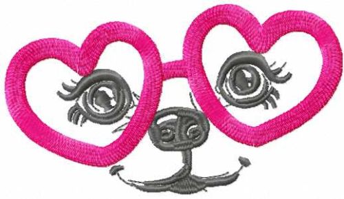 Pink heart glasses free embroidery design