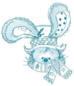 Bunny with stylish top hat 2 embroidery design