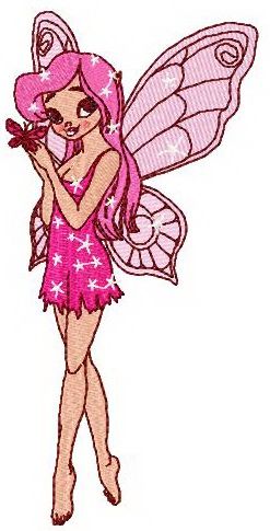 Young pink fairy machine embroidery design