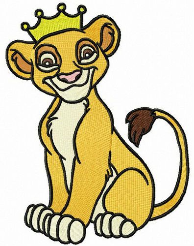 Crowned Simba machine embroidery design 