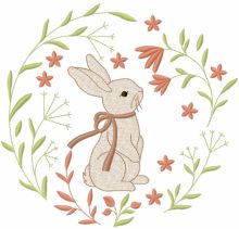 Easter Bunny flower frame embroidery design