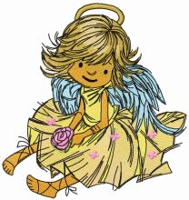 Adorable angel with rose 2 embroidery design