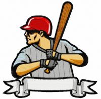 Baseball player 14 embroidery design