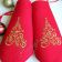 Red Christmas napkins with christmas tree embroidery design