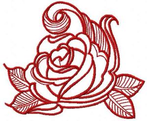 Red swirl rose embroidery design