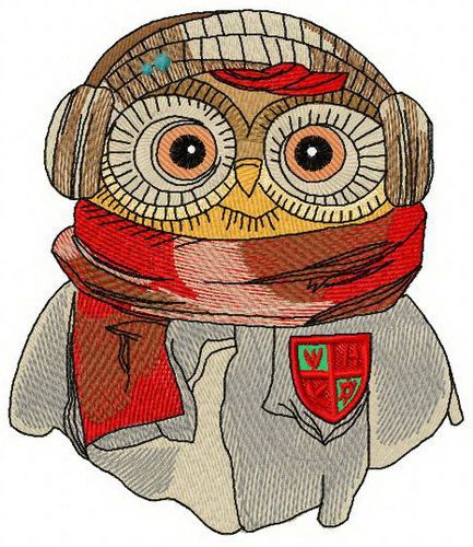 Owl the pilot machine embroidery design