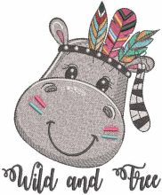 Wild and free hippo embroidery design