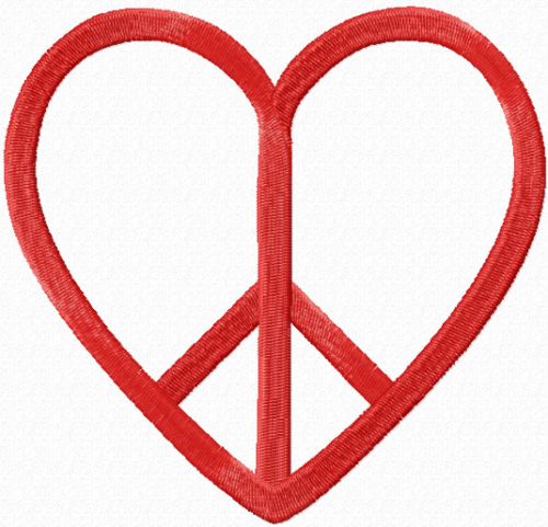 Heart Peace free machine embroidery design
