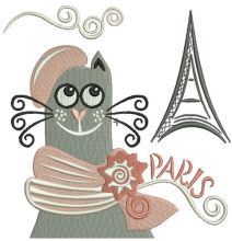 French cat embroidery design