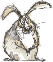 Funny rabbit sketch embroidery design