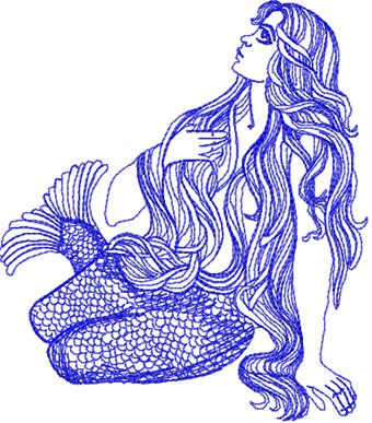 Mermaid machine embroidery design