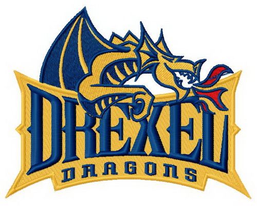 Drexel Dragons logo machine embroidery design