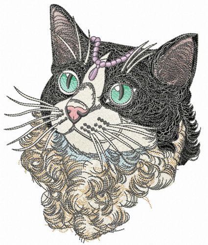 Curly cat machine embroidery design