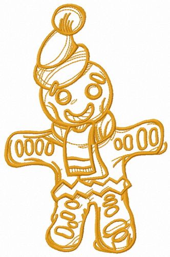 Christmas gingerbread man one color machine embroidery design