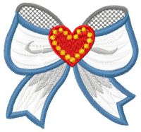 Bow with heart embroidery design
