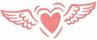 Heart with wings embroidery design